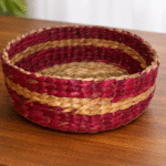 Handwoven Natural Fiber Basket – Crimson Weave
