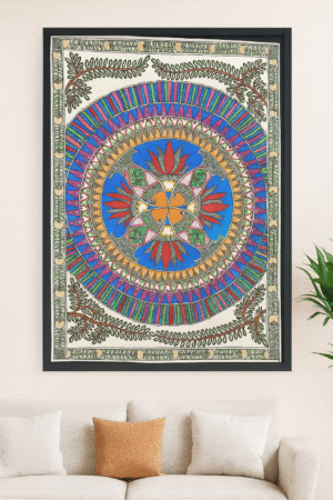 Handcrafted Madhubani Painting – Fish & Floral Motif (Without Frame)