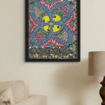 Handcrafted Madhubani Painting – Vibrant Four-Fish Mandala (Without Frame)
