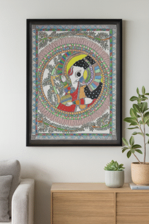Handcrafted Madhubani Painting – Divine Ganesha Theme (Without Frame)