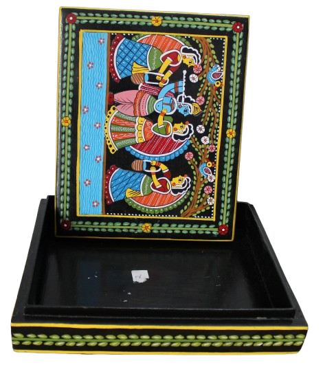 Handmade Wooden Jewellery Box With Tikuli Painting - Image 3