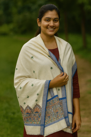 Dupatta With Hand Painted Madhubani Painting