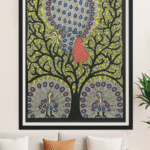 Handcrafted Madhubani Painting – Peacocks Under the Sacred Tree (Without Frame)