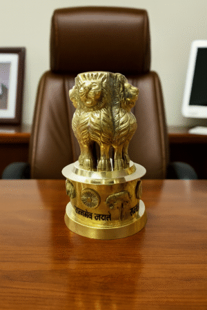 Brass Ashoka Pillar Replica — Sarnath Lion Capital Emblem (Symbol of Indian Heritage, Sovereignty & “Satyameva Jayate”)