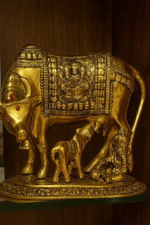 Brass Kamdhenu Cow ; Calf Idol