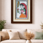 Handcrafted Madhubani Painting – Traditional Woman Motif (Without Frame)
