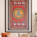 Handcrafted Madhubani Painting – Traditional motifs, symmetry, and folk symbolism (Without Frame)