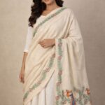 Cotton Dupatta With Hand Painted Traditional Madhubani Painting Motifs