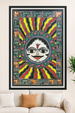 Handcrafted Madhubani Painting – Radiant Surya (Without Frame)