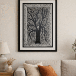 Handcrafted Madhubani Painting – Black-and-white folk-style painting (Without Frame)