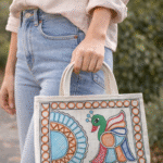Handmade Jute Purse Bag With Peacock Design Theme
