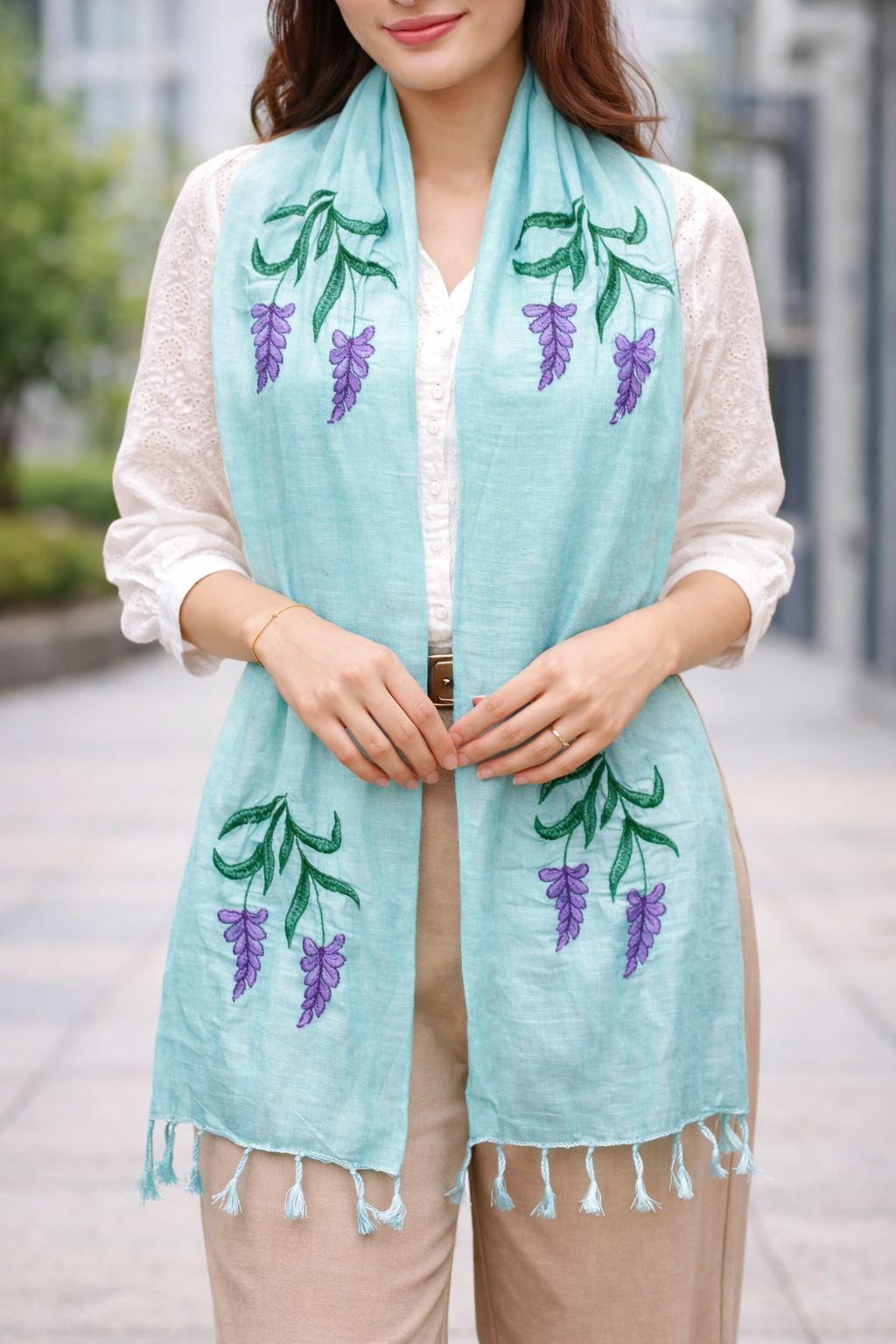 Handmade Sujani Embroidery Work- Stole/Dupatta