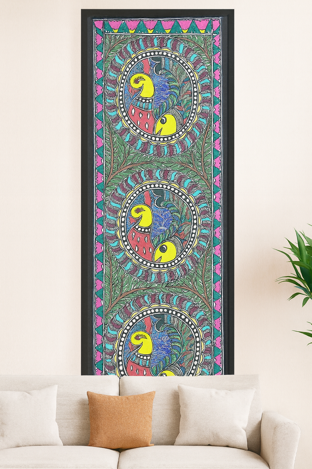 Handcrafted Madhubani Painting – Fish Artwork, folk art style (Without Frame)