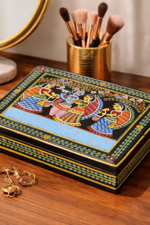 Handmade Wooden Jewellery Box With Tikuli Painting