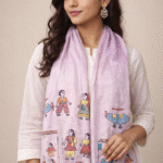 Handcrafted Folk Art Motif Cotton Stole / Dupatta