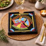 Hand-Painted Tribal Folk Art Wooden Coaster