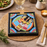 Tea Coaster Set Painted With Tikuli Art