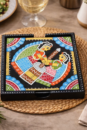 Tea Coaster Set Painted With Tikuli Art