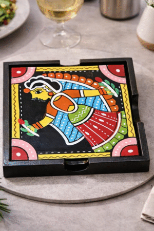 Tea Coaster Set Painted With Tikuli Art