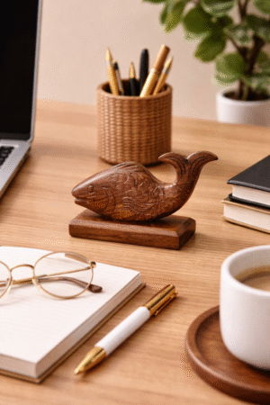 Hand-Carved Wooden Fish Figurine