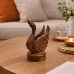 Hand-Carved Wooden Swan Figurine