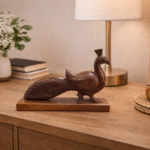 Hand-Carved Wooden Peacock Figurine