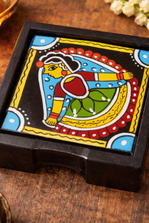 Tea Coaster Set Painted With Tikuli Art