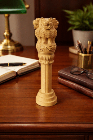 Ashoka Lion Capital Wooden Pillar Showpiece