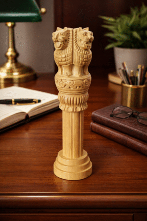 Ashoka Lion Capital Wooden Pillar Showpiece