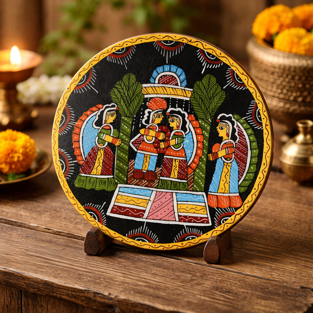 Hand-Painted Tikuli Folk Art Wall Plate