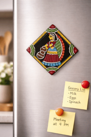 Hand-Painted Tikuli Wall Tile — Village Woman with Earthen Pots (Rural Life & Tradition — Everyday Folk Culture in Tikuli Art)