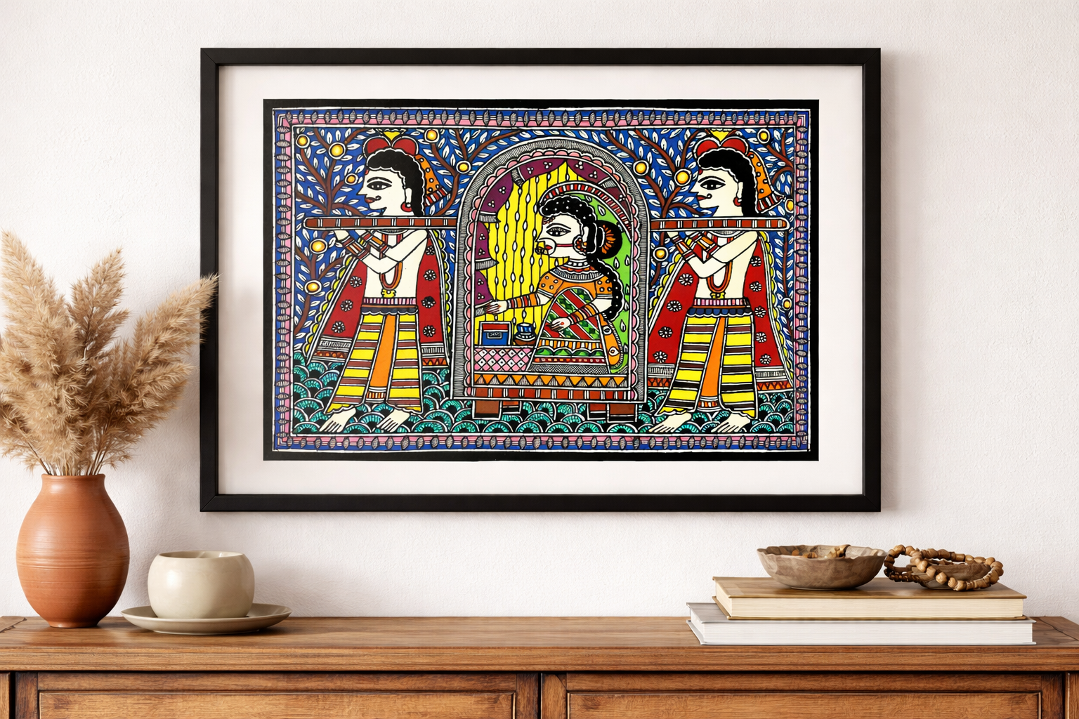 Hand-Painted Madhubani Painting (Without Frame)