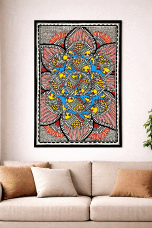 Hand-Painted Madhubani Painting (Without Frame)