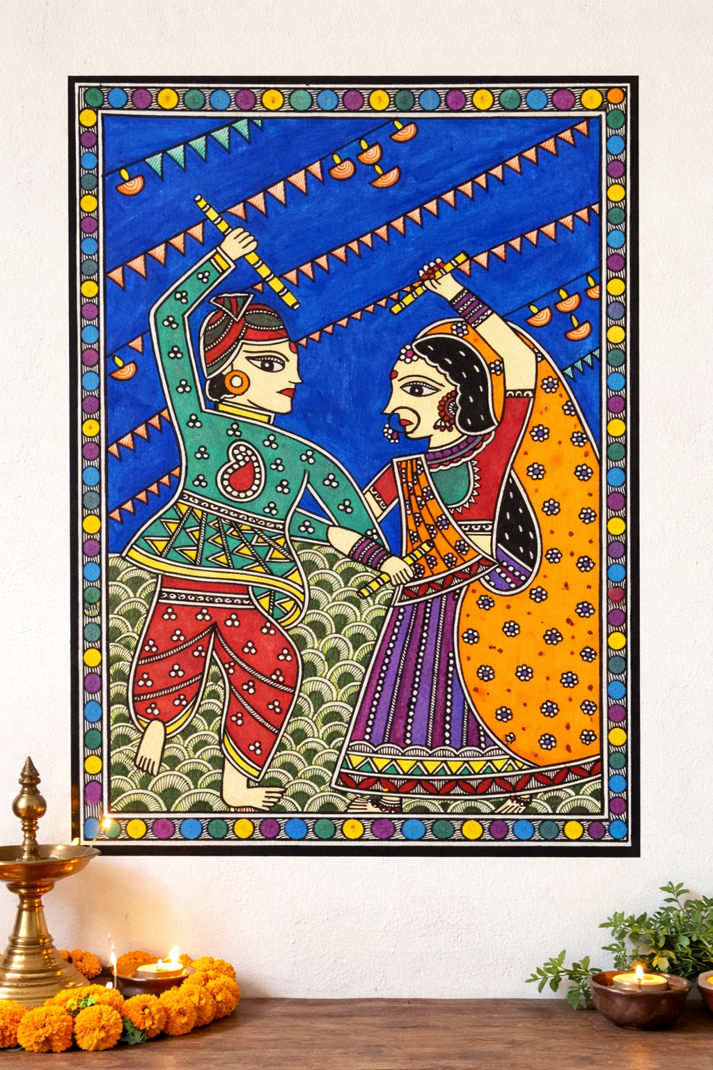 Hand-Painted Madhubani Painting (Without Frame)