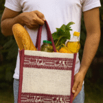 Handmade Jute Carry Bag with Mandla Art Theme For Multipurpose Use