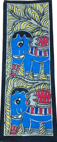 Handcrafted Madhubani Painting – Twin Elephant Motif (Without Frame) - Image 2