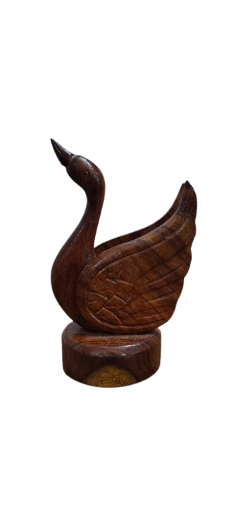 Hand-Carved Wooden Swan Figurine - Image 2