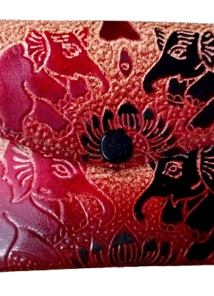 Handcrafted Embossed Leather Wallet – Traditional Elephant Motif Design