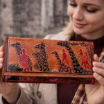 Handcrafted Leather Wallet with Tribal Art & Giraffe Motif
