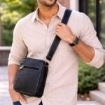 Black Sling Bag with Dual Zipper Compartments