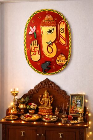 Hand-Painted Tikuli Art wall décor featuring Lord Ganesha